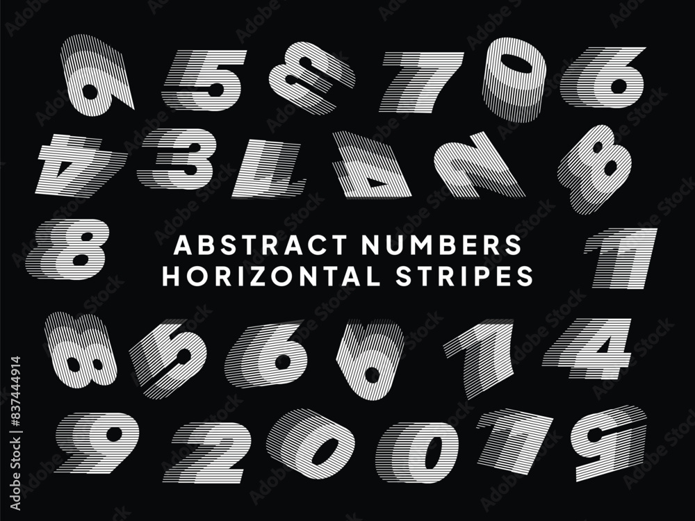 Poster number font with abstract line pattern