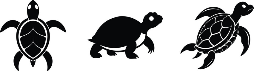 silhouette sea turtle vector