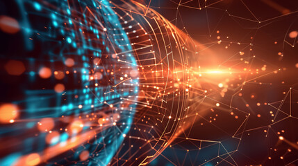 Obraz premium Digital backdround ideal for technological operations, neural networks, AI, data transmission and encryption, digital archives, audio and visual representations, scientific research