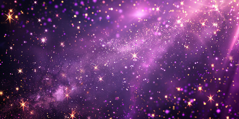 Purple glowing particles background, bokeh effect, space galaxy theme