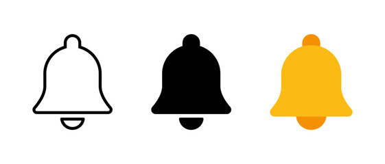 Bell icon set in generic style. Notification alarm concept