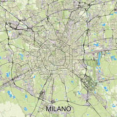 Milano, Italy map poster art