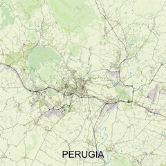 Perugia, Italy map poster art