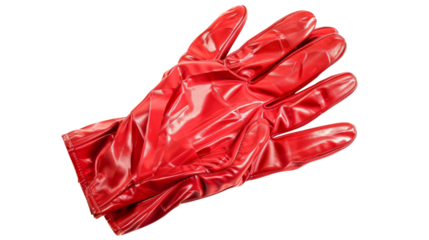 Bright red rubber gloves on white background. Ideal for cleaning, gardening, or industrial use. Durable and protective handwear.