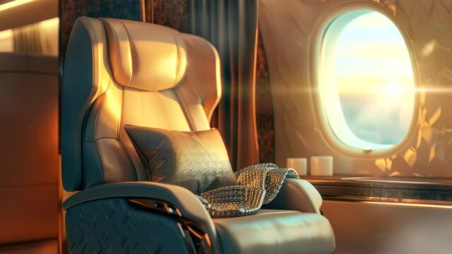 interior luxury private jet video looping background