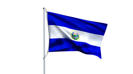 Waving flag of el salvador isolated on white background.