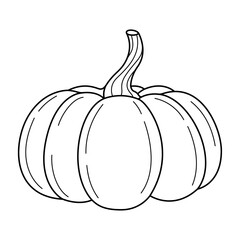 Hand Drawn pumpkin line art. Pumpkin doodle icon. Black and white Pumpkin vector illustration. Perfect For Poster, Greeting Card, Coloring page for kids and adults. 