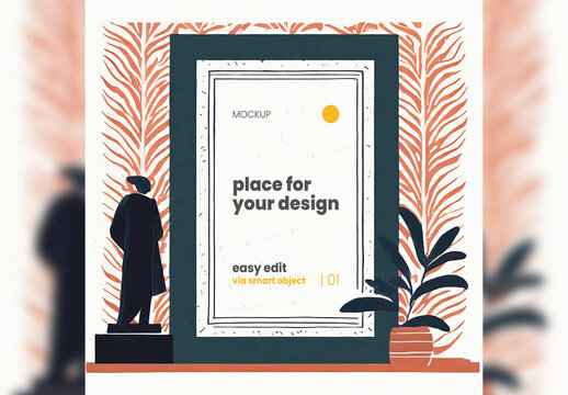 Poster Frame Mockup Engraved Art Style 05 Generative Ai