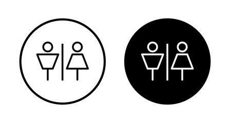 Toilet icon vector isolated on white background. Toilet sign. Man and woman restroom sign vector. Male and female icon