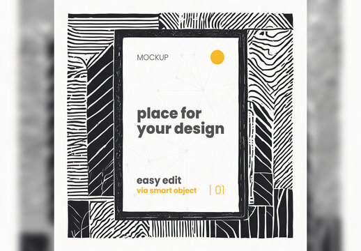 Poster Frame Mockup Engraved Art Style 07 Generative Ai