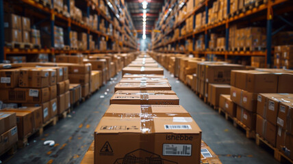 An old industrial warehouse with shelves and boxes filled with books and storage items