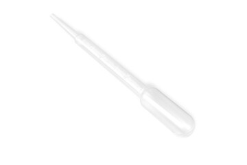 One clean transfer pipette on white background