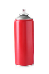 One red spray paint can isolated on white