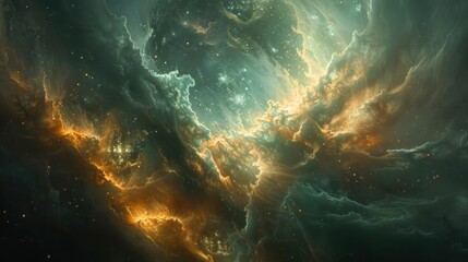 Fototapeta premium Distant nebulae illuminate the dark cosmos, revealing the beauty and mystery of space.