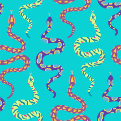 Seamless pattern with snakes. Vector illustration in simple contemporary boho style.