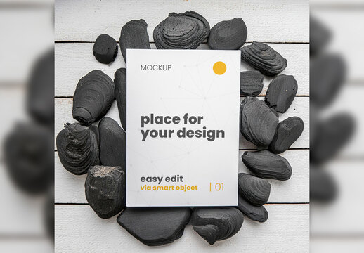 Poster Frame Mockup between carbon rocks 03 Generative Ai