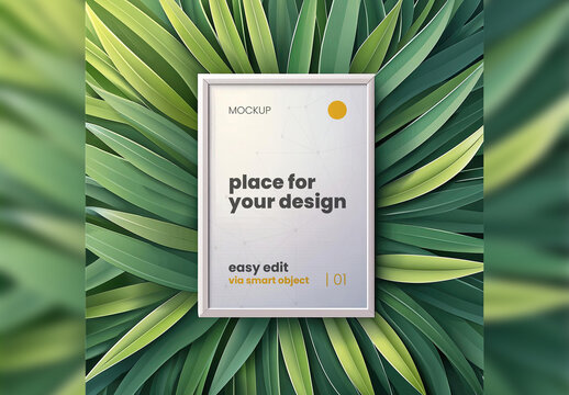 Poster Frame Mockup between green grass 01 Generative Ai