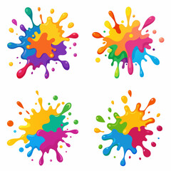 Splash of paints. Blobs. Paint splatter colourful set. Splashing spots effect shape. Multicolored splash paintbrush liquid. Painting - activity. Vector splash of paints isolated on white background.