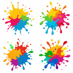 Splash of paints. Blobs. Paint splatter colourful set. Splashing spots effect shape. Multicolored splash paintbrush liquid. Painting - activity. Vector splash of paints isolated on white background.