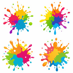 Splash of paints. Blobs. Paint splatter colourful set. Splashing spots effect shape. Multicolored splash paintbrush liquid. Painting - activity. Vector splash of paints isolated on white background.