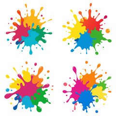 Splash of paints. Blobs. Paint splatter colourful set. Splashing spots effect shape. Multicolored splash paintbrush liquid. Painting - activity. Vector splash of paints isolated on white background.