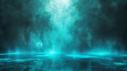 teal background concept with glowing light for ads. space for ads