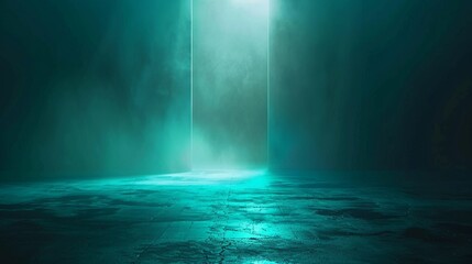 Fototapeta premium teal background concept with glowing light for ads. space for ads