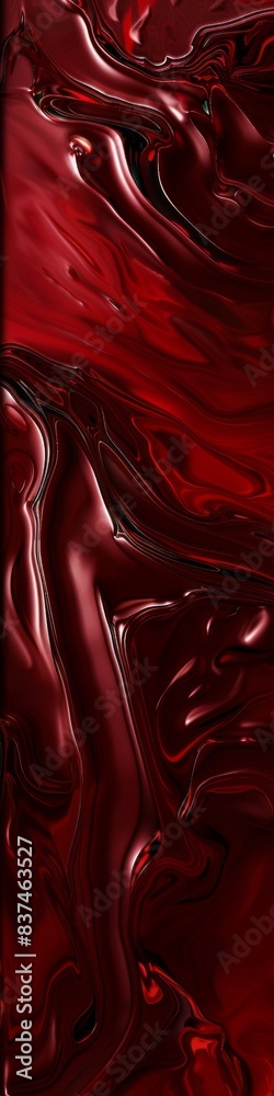 Wall mural Dark red liquid, fluid, silky texture with shimmer and shine. 