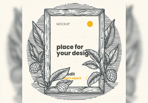Poster Frame Mockup Engraved Art Style 04 Generative Ai