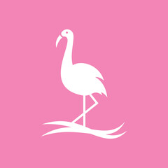 pink flamingo bird icon logo flat design