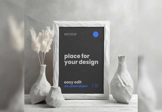 Paper Texture Art Frame Poster Mockup 03 Generative Ai