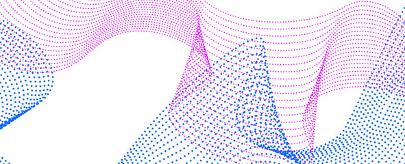 Smooth background with wave of flowing particles abstract vector art, easy and soft relaxing curve lines dots in motion, airy and soft. Digital Sound Equalizer. vector illustration