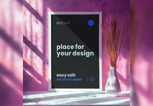 Pink Scene Sensual Poster Frame Mockup Generative Ai