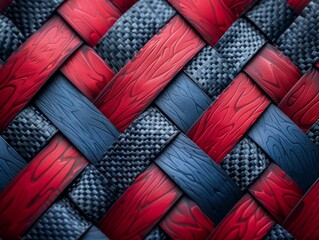 An abstract background with tough metallic red and blue fabric like carbon fiber.