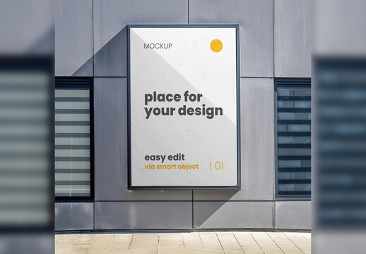 Poster Billboard Mockup futuristic style Walk side Generative Ai