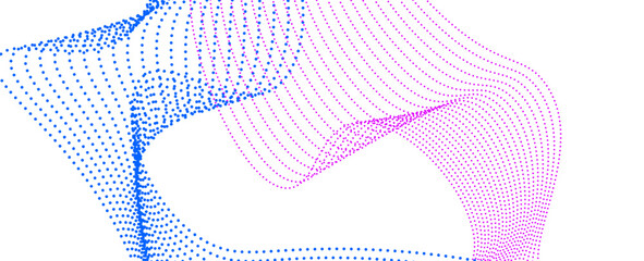 Futuristic technology style background. Beautiful wave shape array of glowing dots. Wave abstract particle flow. banner, cover, poster, card. Digital Sound Equalizer. vector illustration