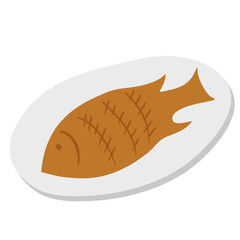 hand drawn grilled fish on a plate