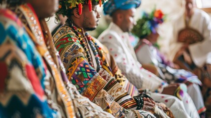 Fototapeta premium A traditional wedding ceremony showcasing the attire and rituals from two different cultures, symbolizing unity and cultural diversity.