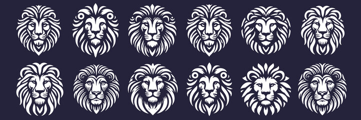 Lion's face is different design illustration vector animal lion wild graphic icon head face mammal symbol king  abstract background wildlife emblem art cat predator isolated sign tattoo power zoo