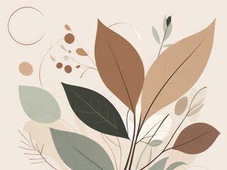 minimalist illustration of leaves and flowers