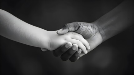 Tender Adult Child Handshake Symbolizing Care Support and Understanding
