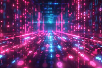 Obraz premium Digital Binary Technology Background created with Generative AI