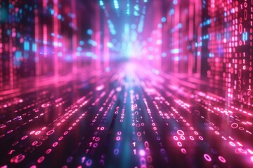Obraz premium Digital Binary Technology Background created with Generative AI