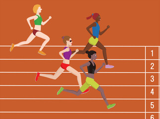 陸上競技の女子の短距離走のイラスト素材です。