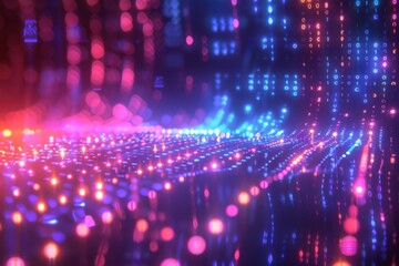 Obraz premium Digital Binary Technology Background created with Generative AI