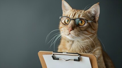  Cat with Glasses and Clipboard