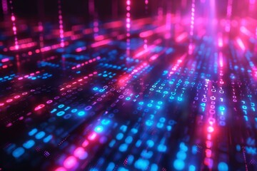Obraz premium Digital Binary Technology Background created with Generative AI