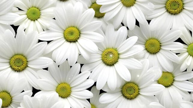 daisy flowers in the garden, bright sunshine, background tile, photo realistic 
