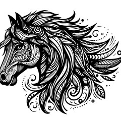 Fototapeta premium Tribal Horse Adult Coloring Page