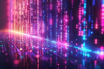 Obraz premium Digital Binary Technology Background created with Generative AI